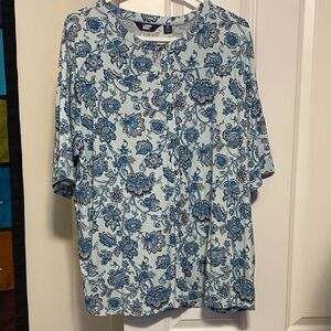 Blue Floral Patterned Top